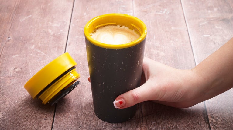 Coffee in a reusable cup